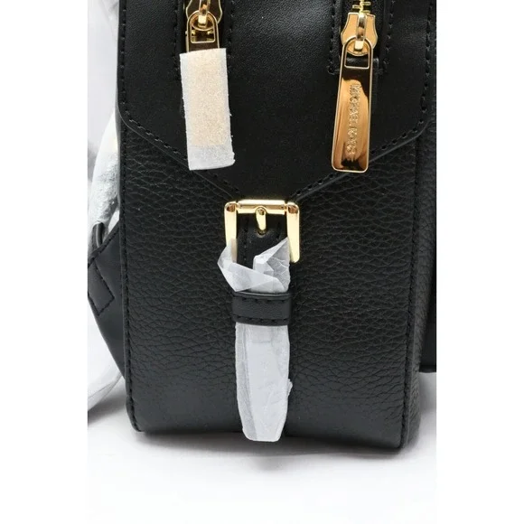 Michael Kors Jaycee Medium Zip Pocket Backpack Leather Black Gold $498